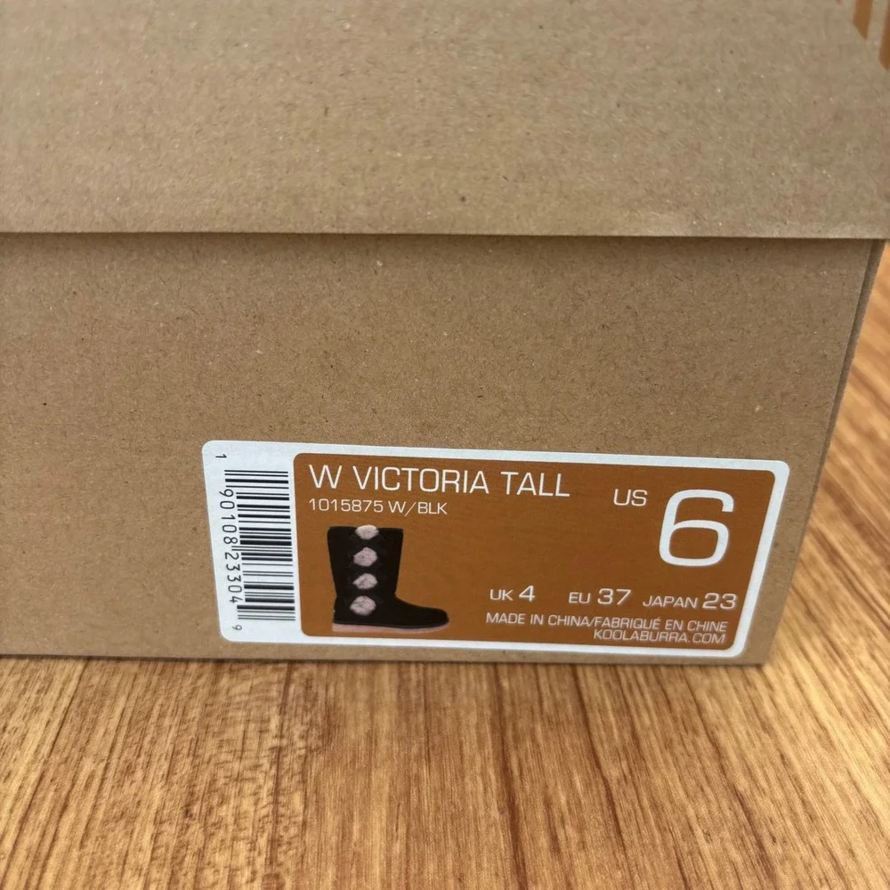 Koolaburra by UGG Victoria Tall Boot Womens 6 Black NEW Bow Pom Pom 1015875